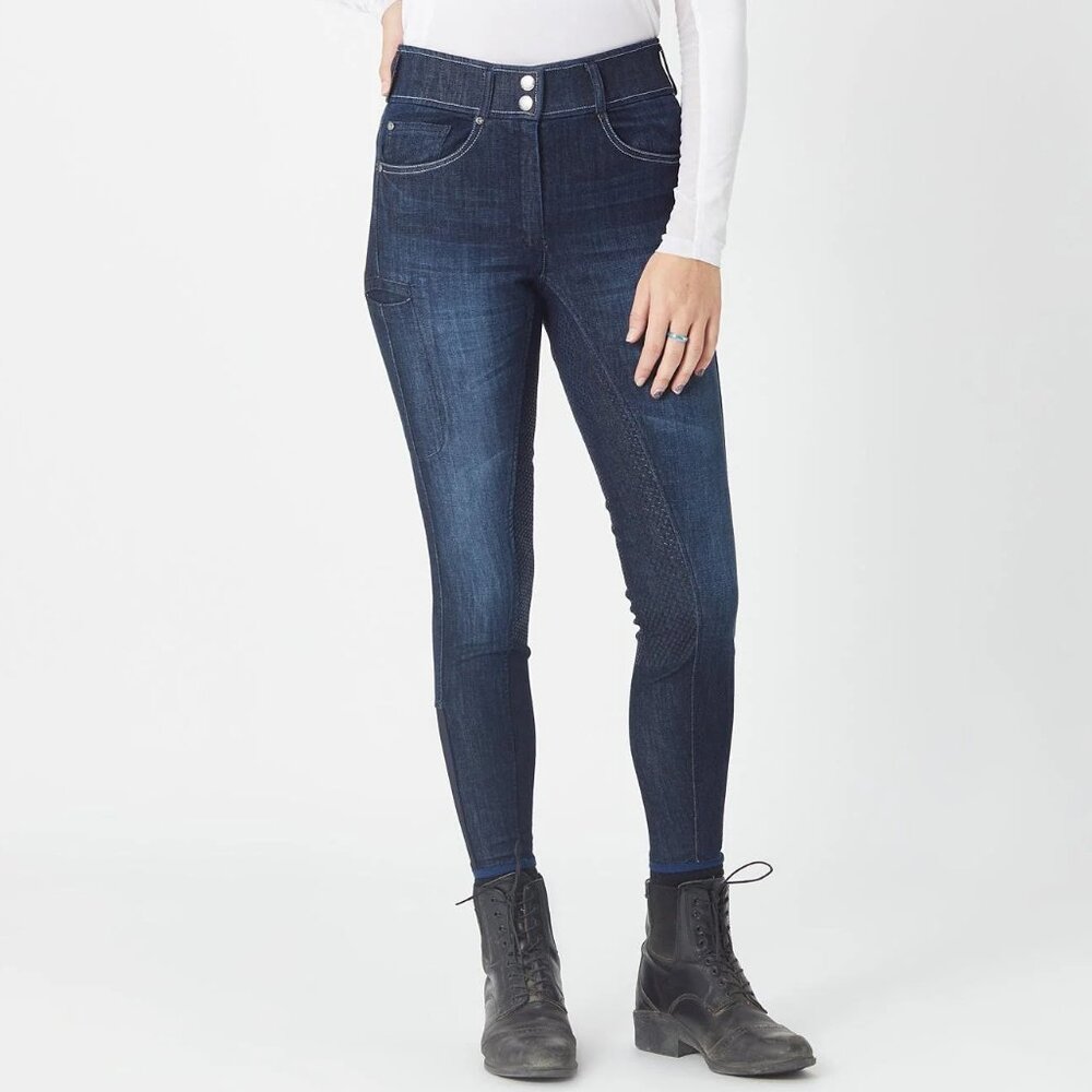 NEW NWOT! GUTOS STRETCH DENIM EQUESTRIAN RIDING BREECHES PANTS KNEE PATCH sz 28R